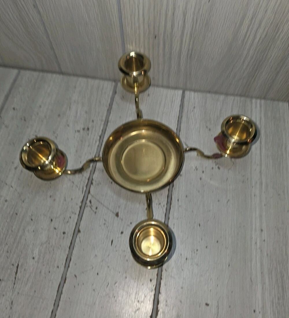 Vtg 90s Partylite Winchester 4 Candle Holder Solid Brass Lacquer Finish Regency